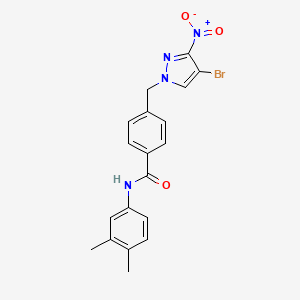 4-[(4-bromo-3-nitro-1H-pyrazol-1-yl)methyl]-N-(3,4-dimethylphenyl)benzamide