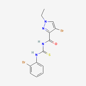 molecular formula C13H12Br2N4OS B3482914 4-bromo-N-{[(2-bromophenyl)amino]carbonothioyl}-1-ethyl-1H-pyrazole-3-carboxamide 