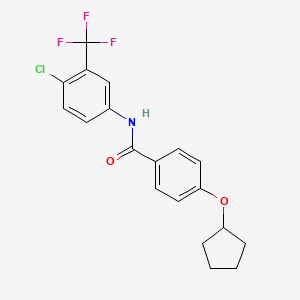 molecular formula C19H17ClF3NO2 B3482931 N-[4-chloro-3-(trifluoromethyl)phenyl]-4-(cyclopentyloxy)benzamide 