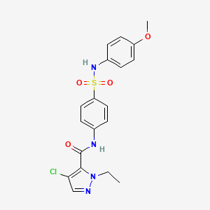 molecular formula C19H19ClN4O4S B3482947 4-chloro-1-ethyl-N-(4-{[(4-methoxyphenyl)amino]sulfonyl}phenyl)-1H-pyrazole-5-carboxamide 