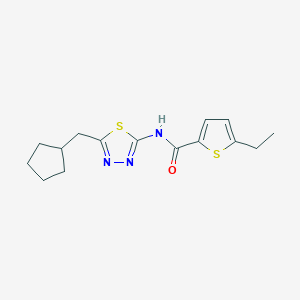 molecular formula C15H19N3OS2 B3482953 N-[5-(cyclopentylmethyl)-1,3,4-thiadiazol-2-yl]-5-ethyl-2-thiophenecarboxamide 
