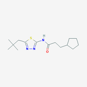 molecular formula C15H25N3OS B3482961 3-cyclopentyl-N-[5-(2,2-dimethylpropyl)-1,3,4-thiadiazol-2-yl]propanamide 