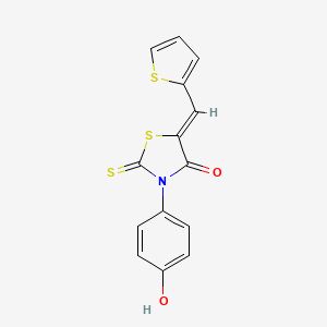 molecular formula C14H9NO2S3 B3483012 3-(4-hydroxyphenyl)-5-(2-thienylmethylene)-2-thioxo-1,3-thiazolidin-4-one 