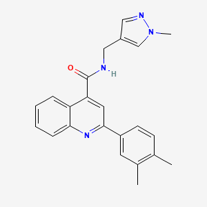 molecular formula C23H22N4O B3483015 2-(3,4-dimethylphenyl)-N-[(1-methyl-1H-pyrazol-4-yl)methyl]-4-quinolinecarboxamide 