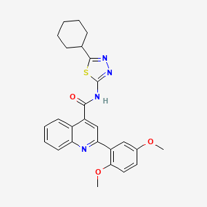 molecular formula C26H26N4O3S B3483021 N-(5-cyclohexyl-1,3,4-thiadiazol-2-yl)-2-(2,5-dimethoxyphenyl)-4-quinolinecarboxamide 