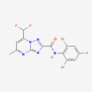 molecular formula C14H8Br2F3N5O B3483079 N-(2,6-dibromo-4-fluorophenyl)-7-(difluoromethyl)-5-methyl[1,2,4]triazolo[1,5-a]pyrimidine-2-carboxamide 