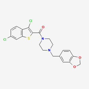 molecular formula C21H18Cl2N2O3S B3483113 1-(1,3-benzodioxol-5-ylmethyl)-4-[(3,6-dichloro-1-benzothien-2-yl)carbonyl]piperazine 