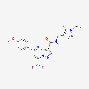 molecular formula C23H24F2N6O2 B3483137 7-(difluoromethyl)-N-[(1-ethyl-5-methyl-1H-pyrazol-4-yl)methyl]-5-(4-methoxyphenyl)-N-methylpyrazolo[1,5-a]pyrimidine-3-carboxamide 
