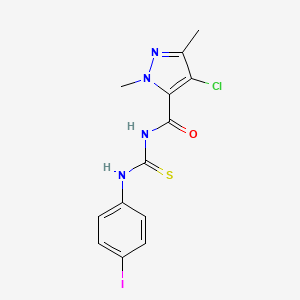 molecular formula C13H12ClIN4OS B3483148 4-chloro-N-{[(4-iodophenyl)amino]carbonothioyl}-1,3-dimethyl-1H-pyrazole-5-carboxamide 