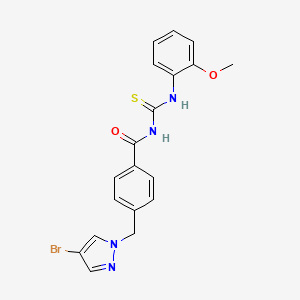 molecular formula C19H17BrN4O2S B3483170 4-[(4-bromo-1H-pyrazol-1-yl)methyl]-N-{[(2-methoxyphenyl)amino]carbonothioyl}benzamide 