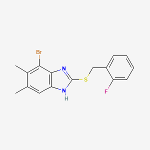 molecular formula C16H14BrFN2S B3483220 4-bromo-2-[(2-fluorobenzyl)thio]-5,6-dimethyl-1H-benzimidazole 