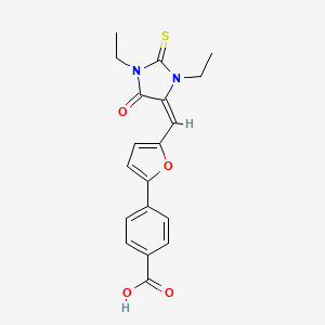 molecular formula C19H18N2O4S B3483234 4-{5-[(1,3-diethyl-5-oxo-2-thioxo-4-imidazolidinylidene)methyl]-2-furyl}benzoic acid 