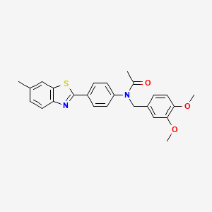 molecular formula C25H24N2O3S B3483242 N-(3,4-dimethoxybenzyl)-N-[4-(6-methyl-1,3-benzothiazol-2-yl)phenyl]acetamide 