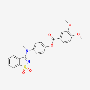 molecular formula C23H20N2O6S B3483250 4-[(1,1-dioxido-1,2-benzisothiazol-3-yl)(methyl)amino]phenyl 3,4-dimethoxybenzoate 