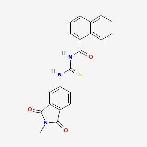 molecular formula C21H15N3O3S B3483286 N-{[(2-methyl-1,3-dioxo-2,3-dihydro-1H-isoindol-5-yl)amino]carbonothioyl}-1-naphthamide 
