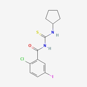 molecular formula C13H14ClIN2OS B3483306 2-chloro-N-[(cyclopentylamino)carbonothioyl]-5-iodobenzamide 