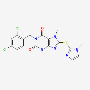 molecular formula C18H16Cl2N6O2S B3483336 1-(2,4-dichlorobenzyl)-3,7-dimethyl-8-[(1-methyl-1H-imidazol-2-yl)thio]-3,7-dihydro-1H-purine-2,6-dione 