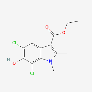 molecular formula C13H13Cl2NO3 B3483354 ethyl 5,7-dichloro-6-hydroxy-1,2-dimethyl-1H-indole-3-carboxylate 