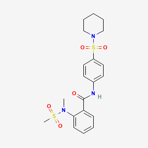 molecular formula C20H25N3O5S2 B3483365 2-[methyl(methylsulfonyl)amino]-N-[4-(1-piperidinylsulfonyl)phenyl]benzamide 