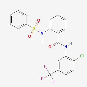 molecular formula C21H16ClF3N2O3S B3483368 N-[2-chloro-5-(trifluoromethyl)phenyl]-2-[methyl(phenylsulfonyl)amino]benzamide 