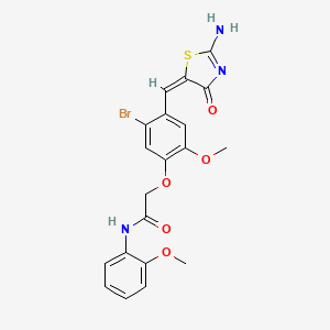 2-{5-bromo-4-[(2-imino-4-oxo-1,3-thiazolidin-5-ylidene)methyl]-2-methoxyphenoxy}-N-(2-methoxyphenyl)acetamide