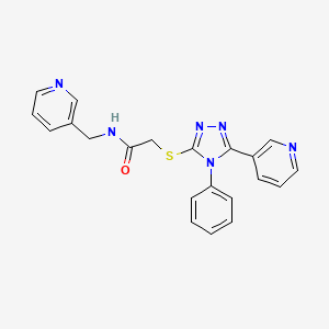 molecular formula C21H18N6OS B3483426 2-{[4-phenyl-5-(3-pyridinyl)-4H-1,2,4-triazol-3-yl]thio}-N-(3-pyridinylmethyl)acetamide 