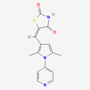 molecular formula C15H13N3O2S B3483435 5-{[2,5-dimethyl-1-(4-pyridinyl)-1H-pyrrol-3-yl]methylene}-1,3-thiazolidine-2,4-dione 