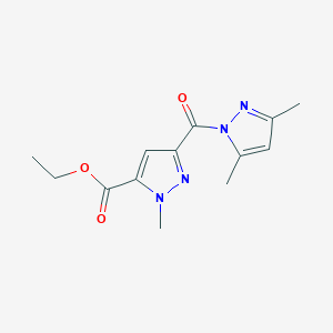 molecular formula C13H16N4O3 B3483476 ethyl 3-[(3,5-dimethyl-1H-pyrazol-1-yl)carbonyl]-1-methyl-1H-pyrazole-5-carboxylate 