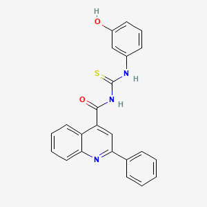 molecular formula C23H17N3O2S B3483480 N-{[(3-hydroxyphenyl)amino]carbonothioyl}-2-phenyl-4-quinolinecarboxamide 