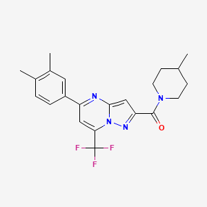 molecular formula C22H23F3N4O B3483494 5-(3,4-dimethylphenyl)-2-[(4-methyl-1-piperidinyl)carbonyl]-7-(trifluoromethyl)pyrazolo[1,5-a]pyrimidine 