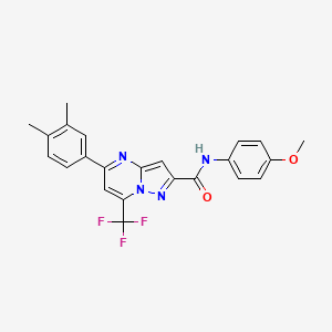 molecular formula C23H19F3N4O2 B3483500 5-(3,4-dimethylphenyl)-N-(4-methoxyphenyl)-7-(trifluoromethyl)pyrazolo[1,5-a]pyrimidine-2-carboxamide CAS No. 438221-63-7