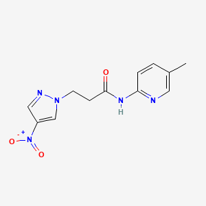 molecular formula C12H13N5O3 B3483503 N-(5-methyl-2-pyridinyl)-3-(4-nitro-1H-pyrazol-1-yl)propanamide 