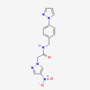 molecular formula C15H14N6O3 B3483526 2-(4-nitro-1H-pyrazol-1-yl)-N-[4-(1H-pyrazol-1-yl)benzyl]acetamide 