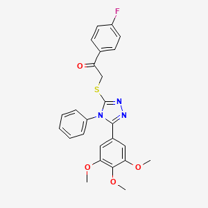 molecular formula C25H22FN3O4S B3483554 1-(4-fluorophenyl)-2-{[4-phenyl-5-(3,4,5-trimethoxyphenyl)-4H-1,2,4-triazol-3-yl]thio}ethanone 