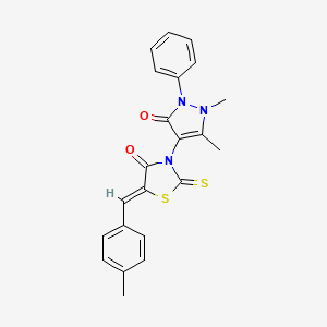 molecular formula C22H19N3O2S2 B3483561 3-(1,5-dimethyl-3-oxo-2-phenyl-2,3-dihydro-1H-pyrazol-4-yl)-5-(4-methylbenzylidene)-2-thioxo-1,3-thiazolidin-4-one 
