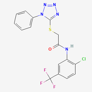 molecular formula C16H11ClF3N5OS B3483575 N-[2-chloro-5-(trifluoromethyl)phenyl]-2-[(1-phenyl-1H-tetrazol-5-yl)thio]acetamide 