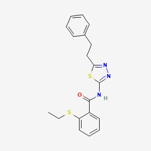 molecular formula C19H19N3OS2 B3483588 2-(ethylthio)-N-[5-(2-phenylethyl)-1,3,4-thiadiazol-2-yl]benzamide 