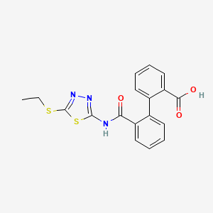 molecular formula C18H15N3O3S2 B3483598 2'-({[5-(ethylthio)-1,3,4-thiadiazol-2-yl]amino}carbonyl)-2-biphenylcarboxylic acid 