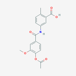molecular formula C18H17NO6 B3483685 5-{[4-(acetyloxy)-3-methoxybenzoyl]amino}-2-methylbenzoic acid 