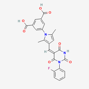 molecular formula C25H18FN3O7 B3483713 5-(3-{[1-(2-fluorophenyl)-2,4,6-trioxotetrahydro-5(2H)-pyrimidinylidene]methyl}-2,5-dimethyl-1H-pyrrol-1-yl)isophthalic acid 