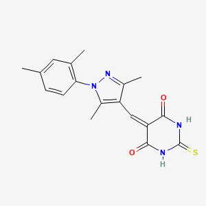 molecular formula C18H18N4O2S B3483721 5-{[1-(2,4-dimethylphenyl)-3,5-dimethyl-1H-pyrazol-4-yl]methylene}-2-thioxodihydro-4,6(1H,5H)-pyrimidinedione 