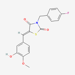 molecular formula C18H14FNO4S B3483729 3-(4-fluorobenzyl)-5-(3-hydroxy-4-methoxybenzylidene)-1,3-thiazolidine-2,4-dione 
