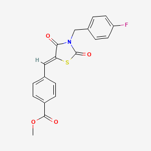 molecular formula C19H14FNO4S B3483735 methyl 4-{[3-(4-fluorobenzyl)-2,4-dioxo-1,3-thiazolidin-5-ylidene]methyl}benzoate 