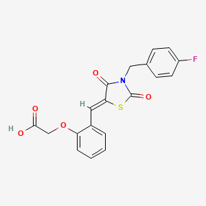 molecular formula C19H14FNO5S B3483742 (2-{[3-(4-fluorobenzyl)-2,4-dioxo-1,3-thiazolidin-5-ylidene]methyl}phenoxy)acetic acid 