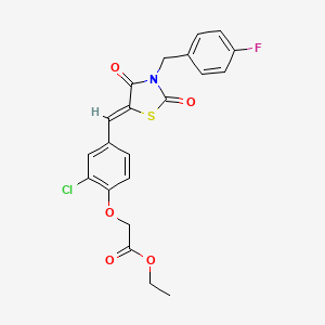 molecular formula C21H17ClFNO5S B3483747 ethyl (2-chloro-4-{[3-(4-fluorobenzyl)-2,4-dioxo-1,3-thiazolidin-5-ylidene]methyl}phenoxy)acetate 