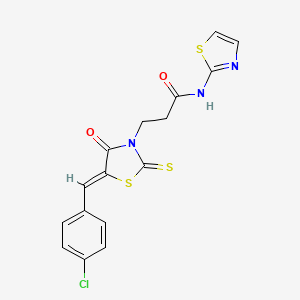 molecular formula C16H12ClN3O2S3 B3483761 3-[5-(4-chlorobenzylidene)-4-oxo-2-thioxo-1,3-thiazolidin-3-yl]-N-1,3-thiazol-2-ylpropanamide 