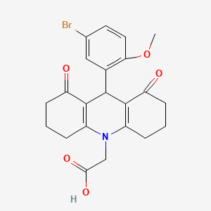 molecular formula C22H22BrNO5 B3483771 [9-(5-bromo-2-methoxyphenyl)-1,8-dioxo-2,3,4,5,6,7,8,9-octahydro-10(1H)-acridinyl]acetic acid 