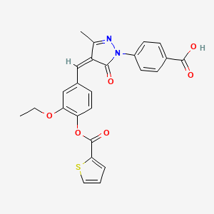 molecular formula C25H20N2O6S B3483772 4-(4-{3-ethoxy-4-[(2-thienylcarbonyl)oxy]benzylidene}-3-methyl-5-oxo-4,5-dihydro-1H-pyrazol-1-yl)benzoic acid 