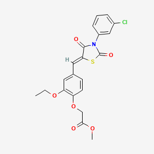 molecular formula C21H18ClNO6S B3483794 methyl (4-{[3-(3-chlorophenyl)-2,4-dioxo-1,3-thiazolidin-5-ylidene]methyl}-2-ethoxyphenoxy)acetate 