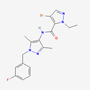 molecular formula C18H19BrFN5O B3483796 4-bromo-1-ethyl-N-[1-(3-fluorobenzyl)-3,5-dimethyl-1H-pyrazol-4-yl]-1H-pyrazole-5-carboxamide 